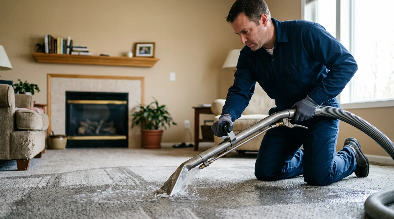Water damage restoration technician working near Coopers Plains, NY
